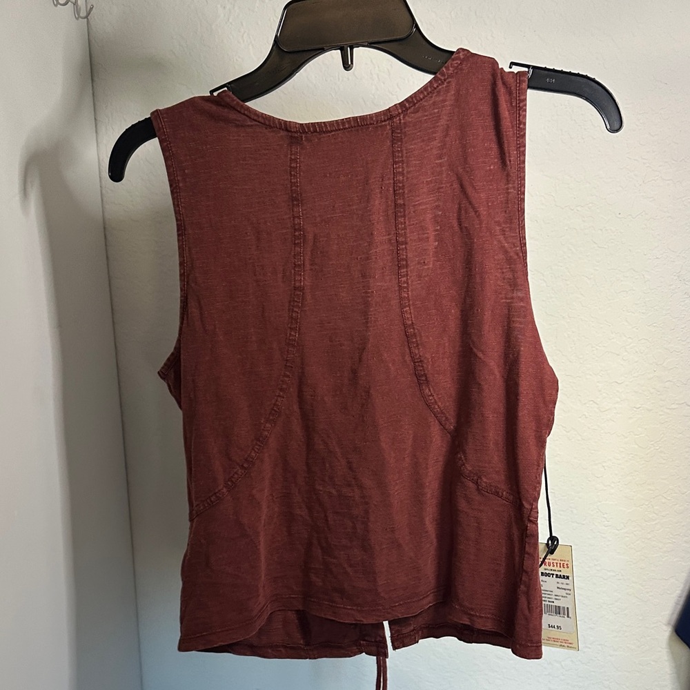 Idyllwind  Embroidered Lace-Up Corset style Tank Top - Rust Brown NWT - Picture 4 of 4